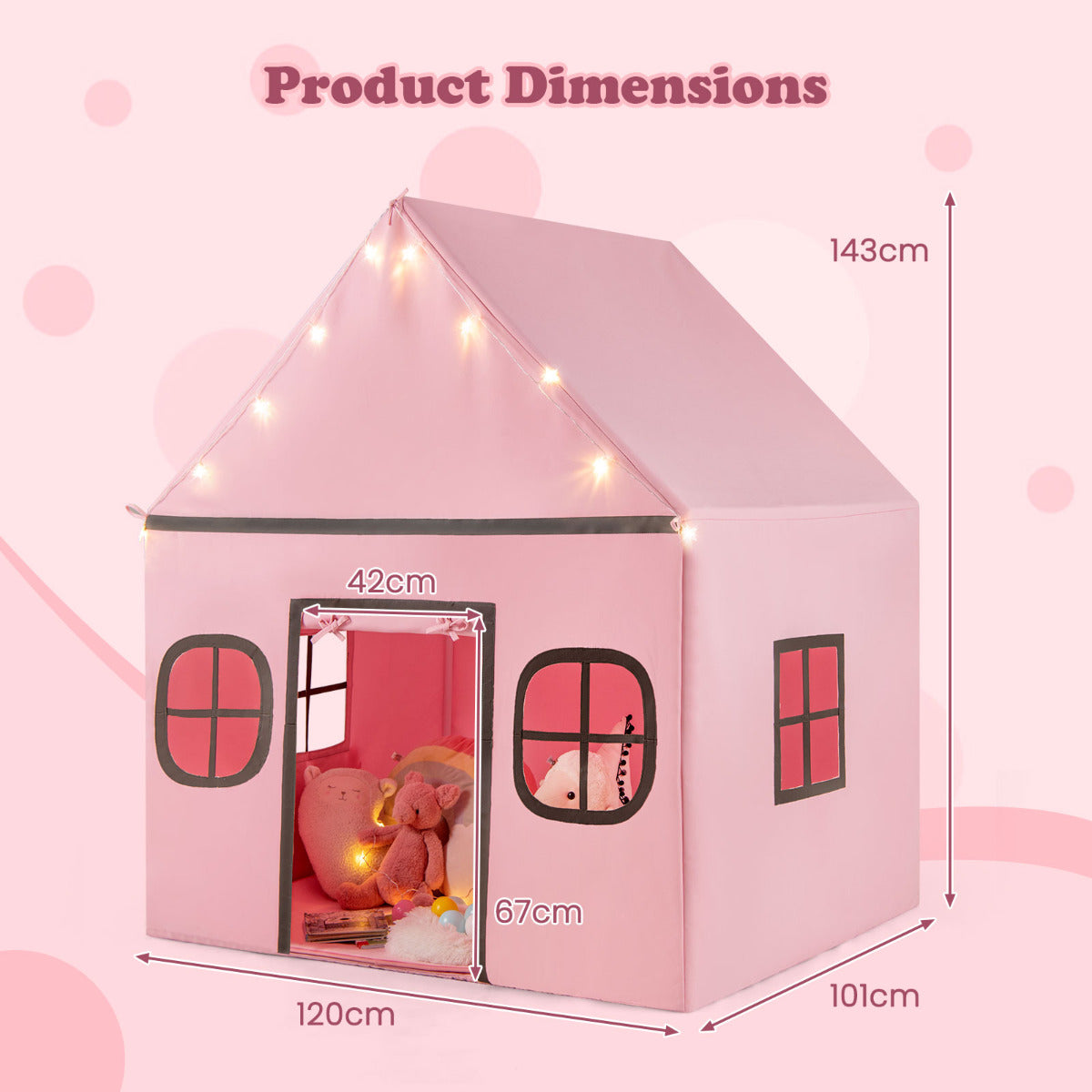 Kids Play Tent Large Playhouse Indoor Play Tent-Pink