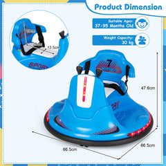12V Kids Ride On Electric Bumper Car with Dual Joysticks and Remote Control-Blue