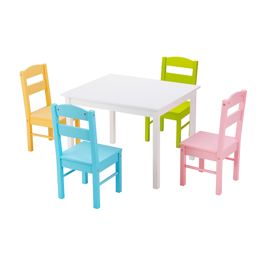 Kids Table and 4 Chairs Set for Toddlers Dining, Drawing, Reading-Pink & White