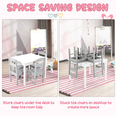 Kids Table and 4 Chairs Set for Toddlers Dining, Drawing, Reading-Grey