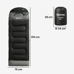 Outsunny Sleeping Bag for Adults, Lightweight & Compact Sleeping Bag, 3 Seasons, Black