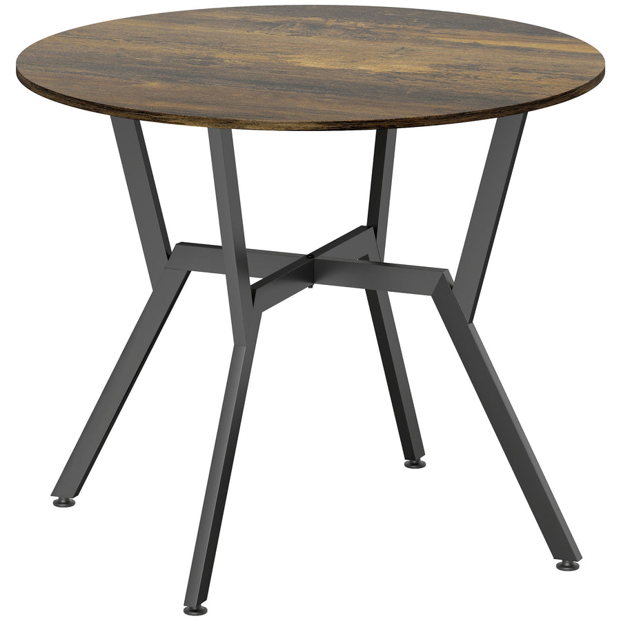 HOMCOM Dining Table, Round Kitchen Table with Black Legs, Anti-slip Foot Pads for Living Room, Dining Room 90 x 76 cm, Rustic