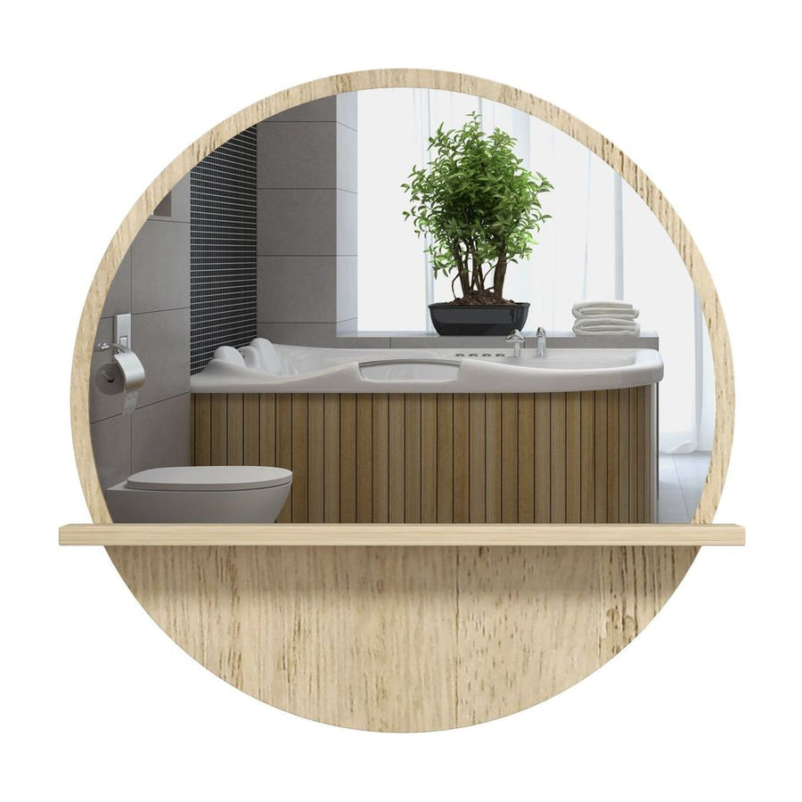 kleankin 45cm Round Home Mirror with a small shelf below the mirror