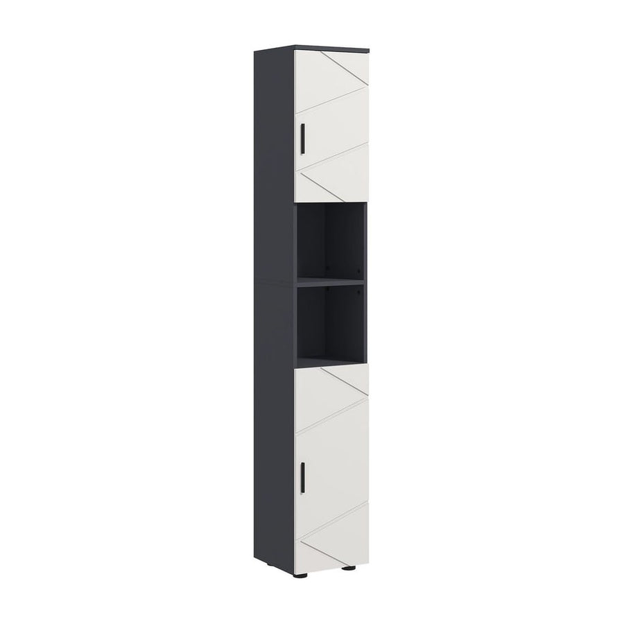 kleankin Line Embossed Tall Bathroom Storage Cabinet - Grey