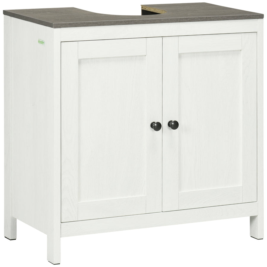 kleankin Modern Bathroom Sink Cabinet, Floor Standing Under Sink Cabinet, Freestanding Storage Cupboard with Adjustable