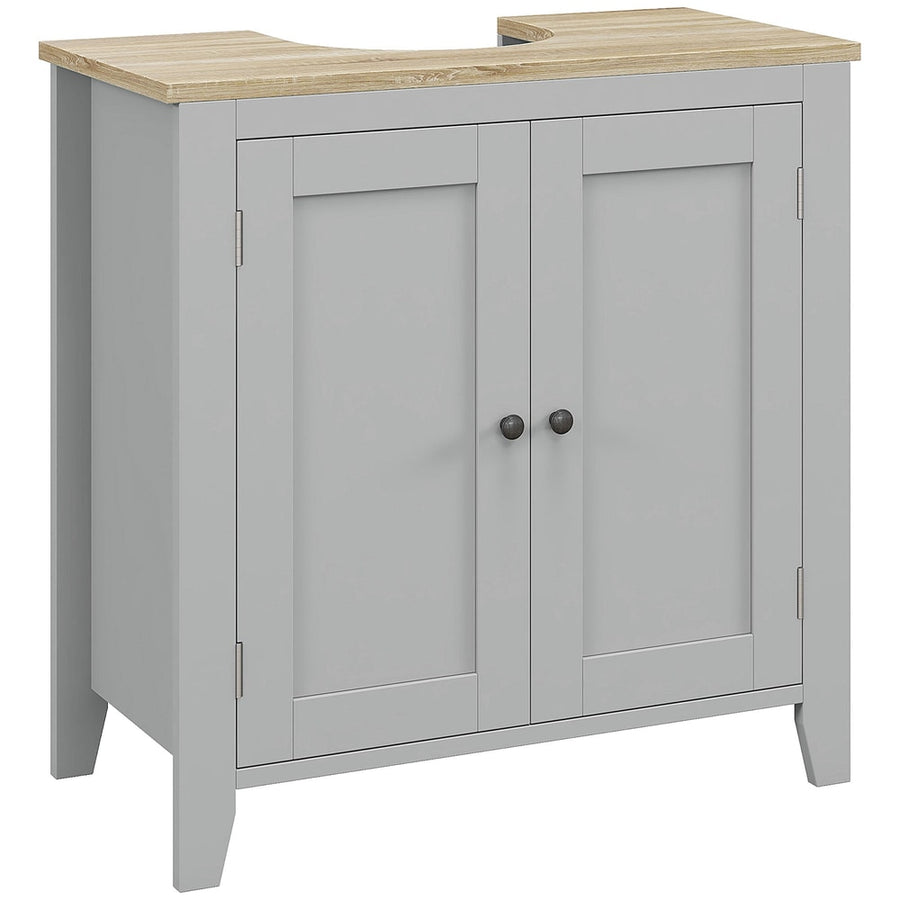 kleankin Under Sink Cabinet, Bathroom Sink Cabinet with 2 Doors, Pedestal Under Sink Design, Freestanding Bathroom Cupboard
