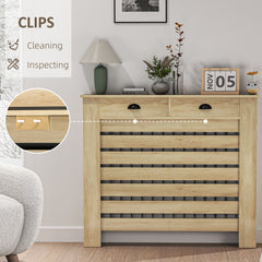 HOMCOM 95.5H x 111Wcm Radiator Cover, with Drawer - Oak