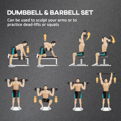 HOMCOM 15kg 2 in 1 Adjustable Dumbbells Weight Set, Dumbbell Hand Weight Barbell for Weight Training, Black