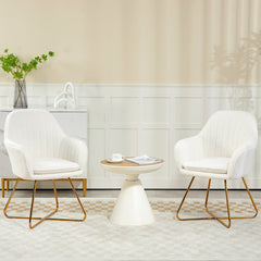 HOMCOM Set of Two Sherpa Fleece Dining Chairs - Cream
