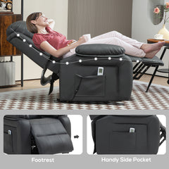 HOMCOM Riser and Recliner Chair with Vibration Massage, PU Leather Power Lift Chair for Elderly, Dark Grey
