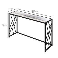 HOMCOM Console Table, Industrial Sofa Table with Metal Frame for Living Room, Hallway, 120Â cm, Grey