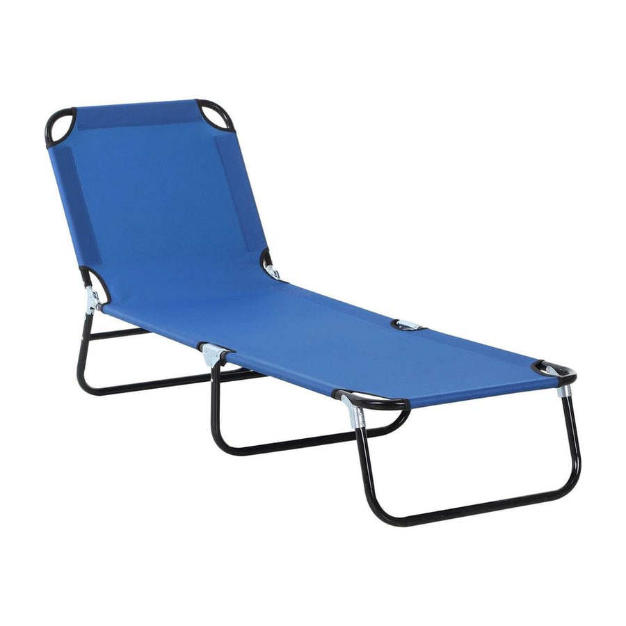 Outsunny Foldable Sun Lounger with 5-Position Adjustable Backrest, Outdoor Portable Recliner Chaise Lounge Chair with