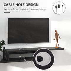 HOMCOM Floating TV Unit, Wall Mounted TV Stand with Open Shelf and 2 Cable Holes, Entertainment Unit for Living Room, Black