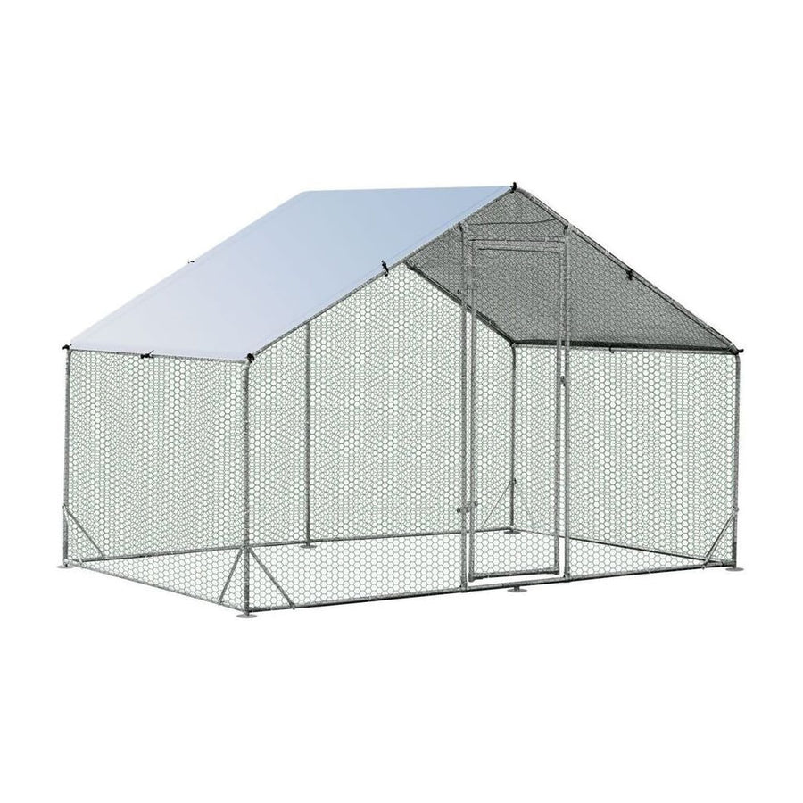 Large Spire-Shaped Chicken Run Coop with Waterproof and Sun-Protective Cover