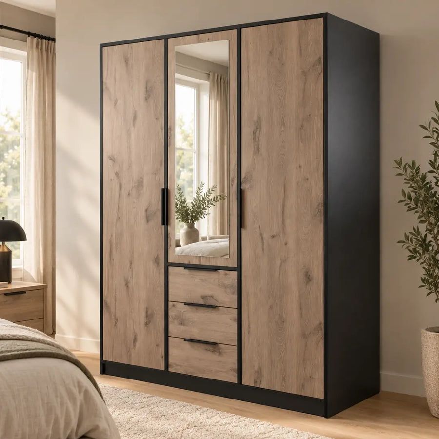 Lati Hinged Door Wardrobe 149cm in Oak Viking