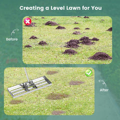 75/91/106 x 25cm Lawn Leveling Rak with Ergonomic Handle-75 x 25 cm-Silver