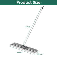 75/91/106 x 25cm Lawn Leveling Rak with Ergonomic Handle-106 x 25 cm-Silver