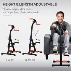 HOMCOM Portable Exercise Bike for Home Pedal Exerciser Height-adjustable 56L x 44- 56W x 75- 97H cm Black and Red