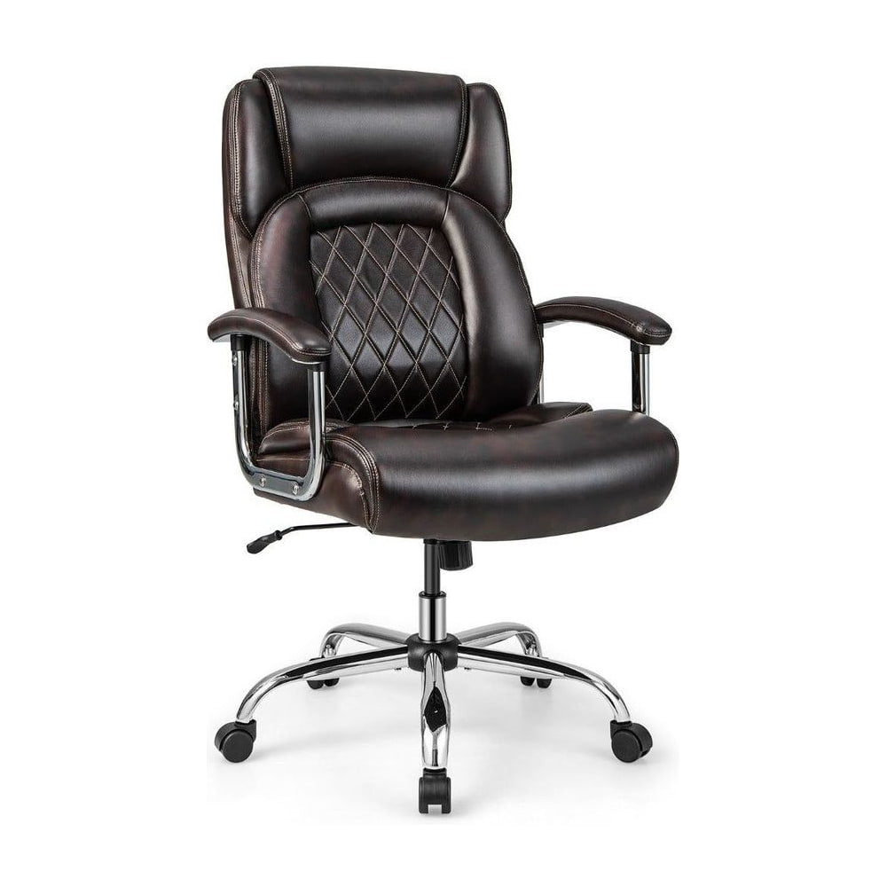 Leather Office Chair with Rocking Mode and Armrests shown from the front against a white background