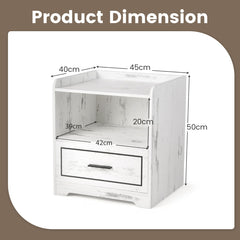 LED Nightstand with USB and Type-C Port-White