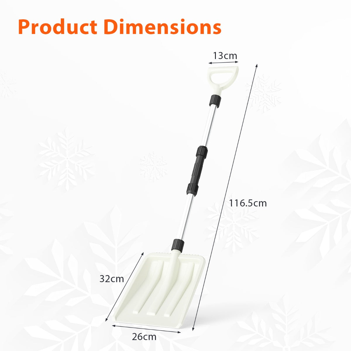 Lightweight Transfer Shovel with Ergonomic Handle and Heavy-Duty Aluminum Pole-White