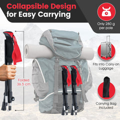 Lightweight Tri-fold Walking Sticks with Flip Lock and EVA Foam Handle-Red