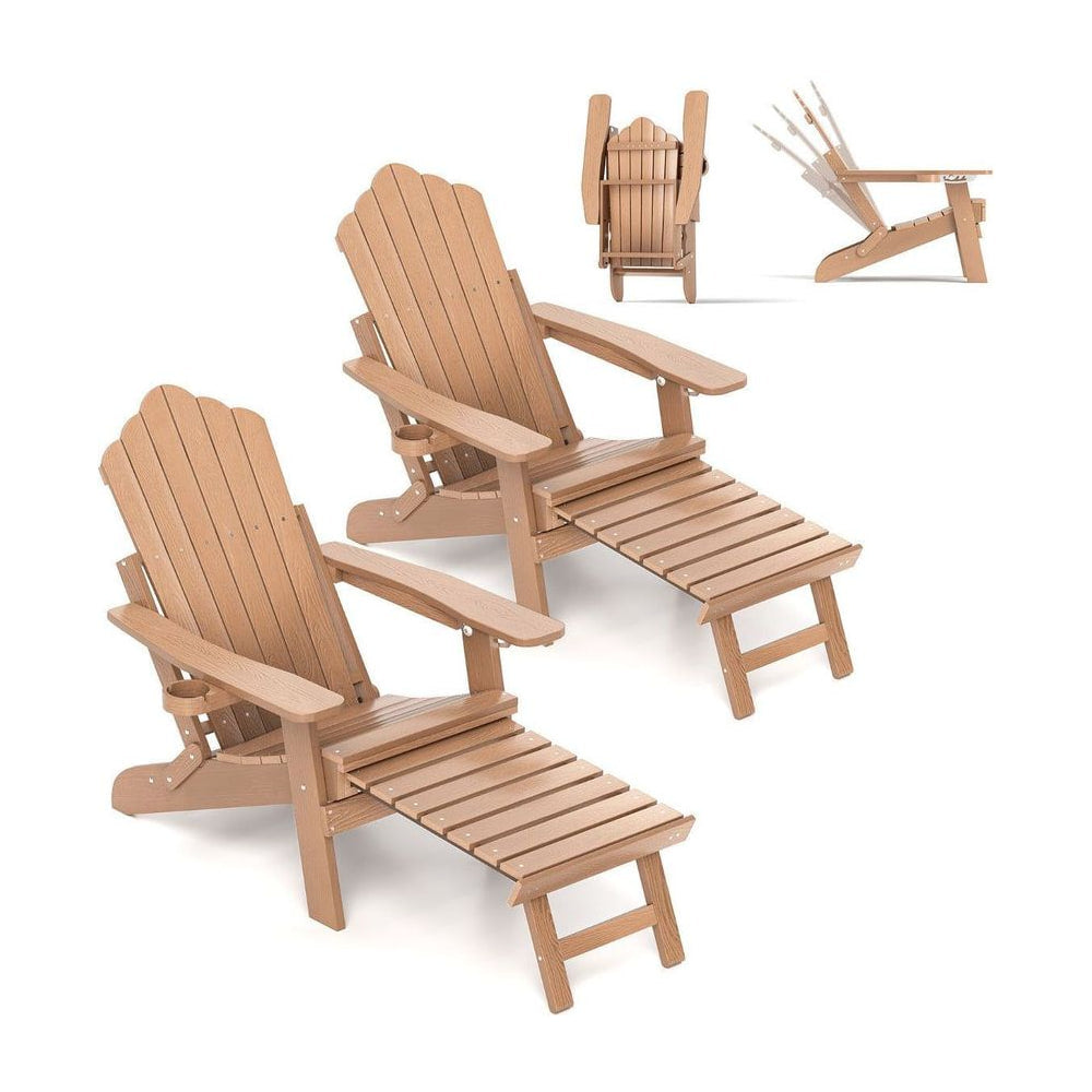Lounge Patio Adirondack Chair Set of 2 in Brown