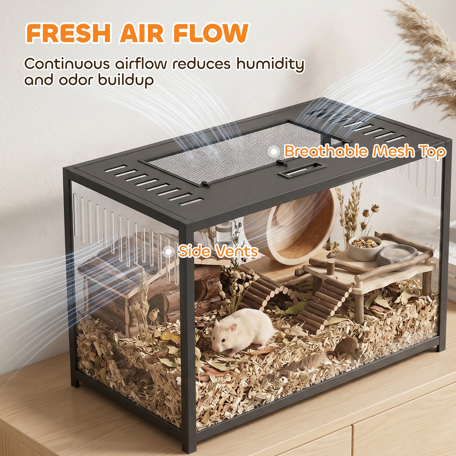 PawHut Hamster Cage, Chewproof Metal Rat Cage with Deep Base, Openable Top for Syrian Dwarf Hamster, Gerbil, 80 x 45 x 50.5 cm