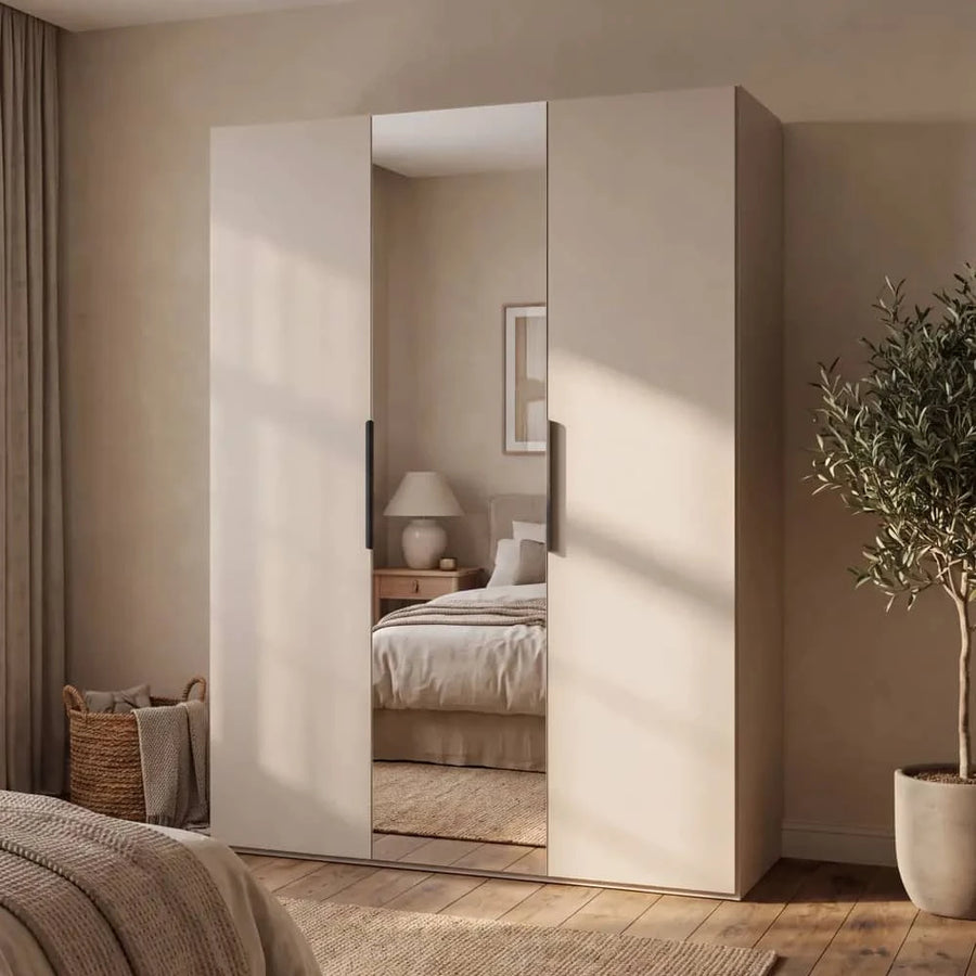 Lumo Hinged Door Wardrobe 150cm in Cashmere