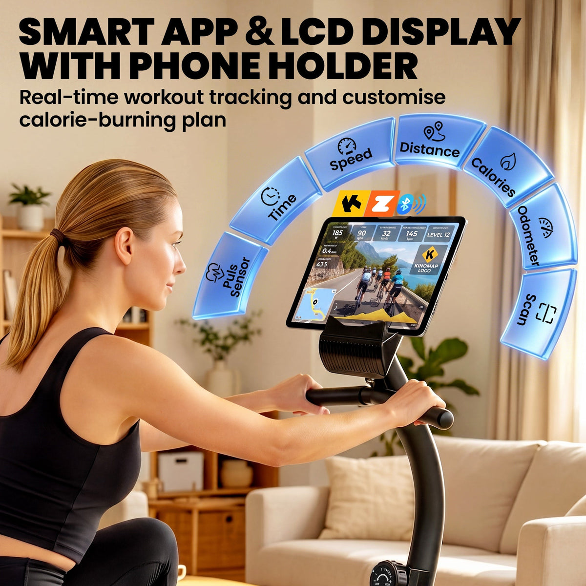 SPORTNOW Recumbent Exercise Bike for Home, Stationary Bike with Bluetooth, App Connectivity, Quiet 8-Level Magnetic Resistance