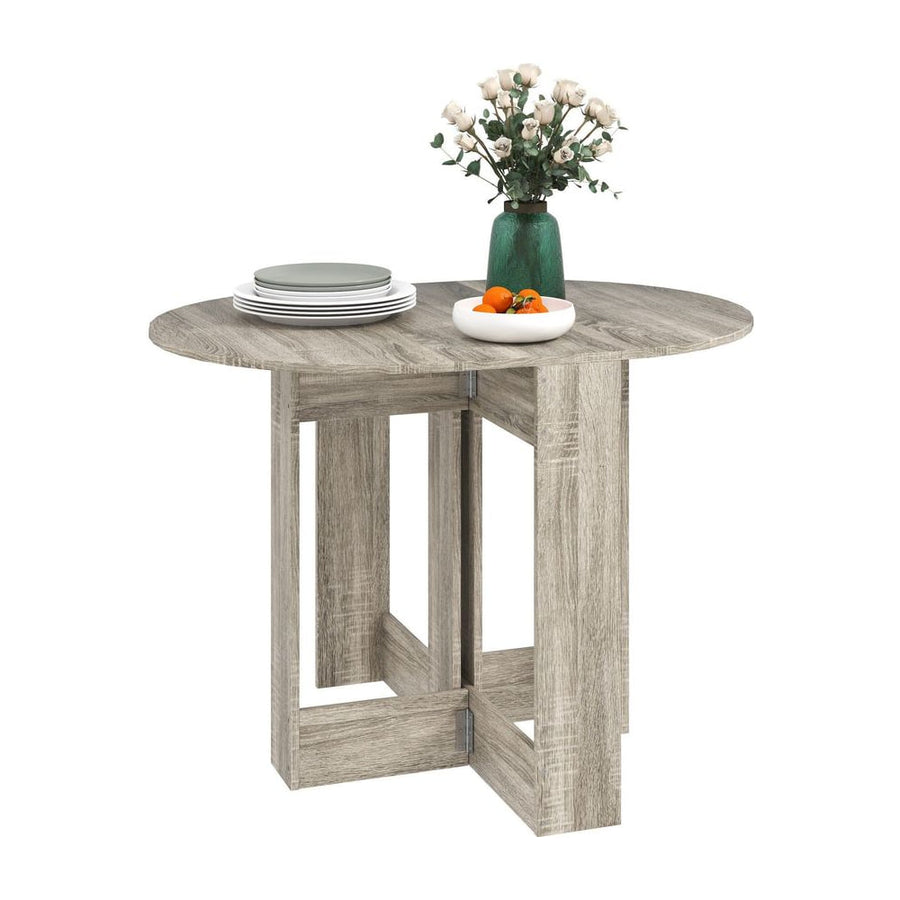HOMCOM Space-saving Drop Leaf Table, Folding Dining Table for Small Space, Kitchen, Dining Room, Grey