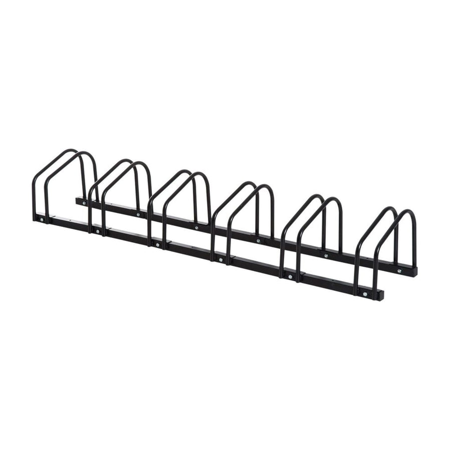 HOMCOM Bike Stand Parking Rack Floor or Wall Mount Bicycle Cycle Storage Locking Stand 179L x 33W x 27H (6 Racks, Black)