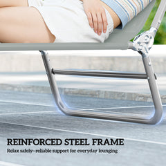 Outsunny Steel Frame Sun Lounger, with Reclining Back - Light Grey