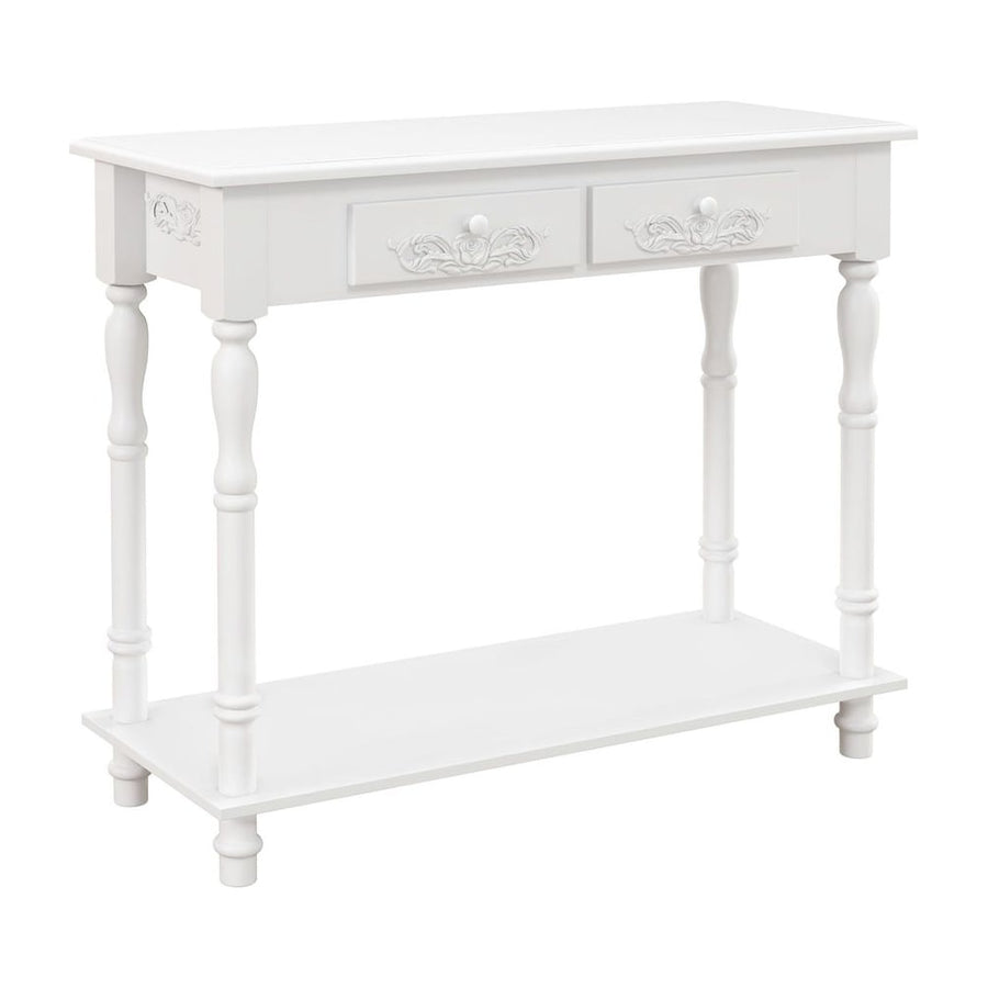 HOMCOM Console Table Modern Sofa Side Desk with Storage Shelves Drawers for Living Room Entryway Bedroom White