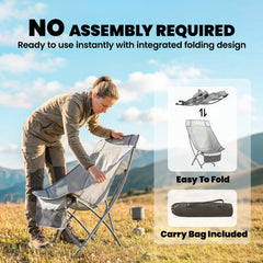Outsunny Camping Chair for Adults Heavy Duty Folding Camp Chair with Side Pocket and Carry Bag Light Grey