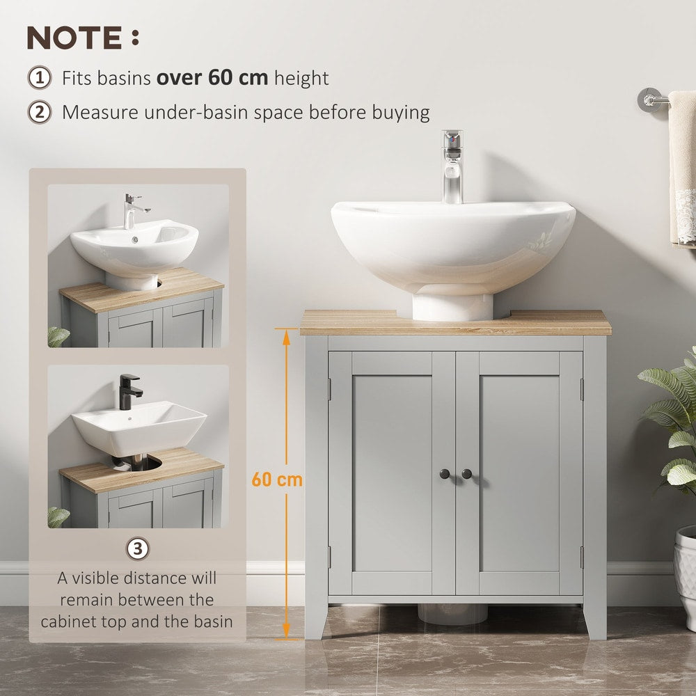 kleankin Under Sink Cabinet, Bathroom Sink Cabinet with 2 Doors, Pedestal Under Sink Design, Freestanding Bathroom Cupboard