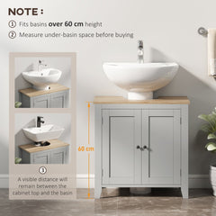 kleankin Under Sink Cabinet, Bathroom Sink Cabinet with 2 Doors, Pedestal Under Sink Design, Freestanding Bathroom Cupboard