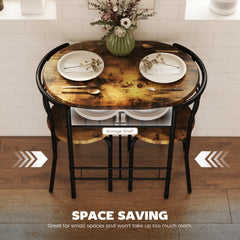 HOMCOM Three-Piece Compact Dining Set - Rustic Brown