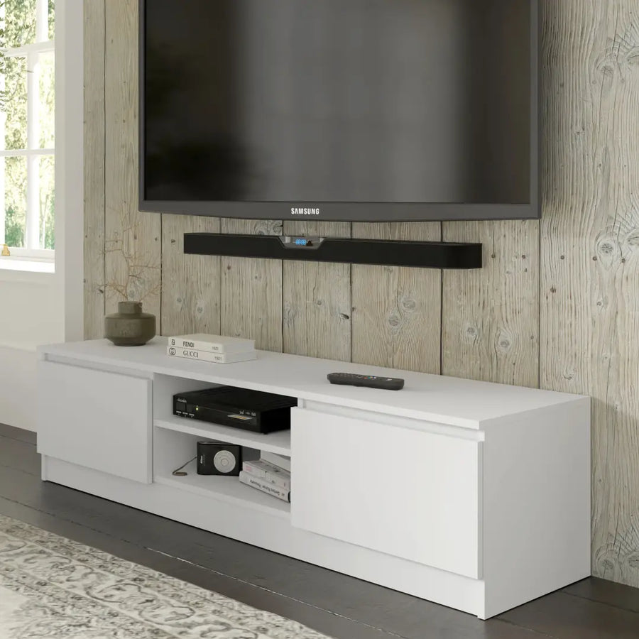 Maja TV Cabinet 150cm with a television mounted above it in a living room setting
