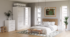 White Gloss Mirrored Sliding Door Wardrobe 208cm – EPSOM