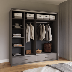 Graphite Mirrored Sliding Door Wardrobe 208cm – EPSOM
