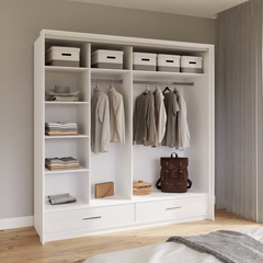 White Gloss Mirrored Sliding Door Wardrobe 208cm – EPSOM