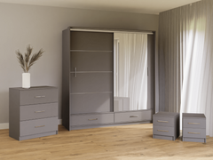 Graphite Mirrored Sliding Door Wardrobe 208cm – EPSOM