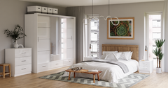 White Gloss Mirrored Sliding Door Wardrobe 255cm – EPSOM