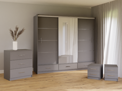 Graphite Mirrored Sliding Door Wardrobe 255cm – EPSOM