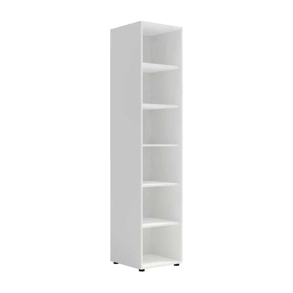 Maxione MX-08 Bookcase 45cm, a tall narrow white unit with six shelves