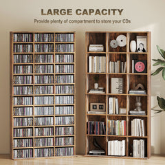 HOMCOM CD Storage Unit with Adjustable Shelves, 102 x 195 cm, Rustic Brown