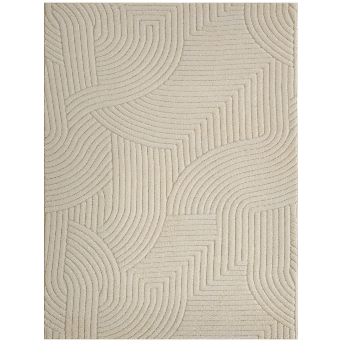 HOMCOM Modern Geometric Rug, Thick & Plush, Non-Slip, 160 x 120 cm - Cream, Living Room/Bedroom/Office