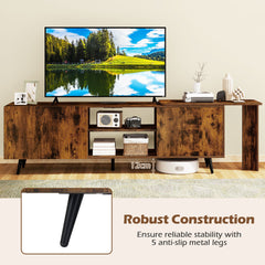 Mid Century 55 Inch TV Stand Entertainment Center with Power Outlets-Rustic Brown