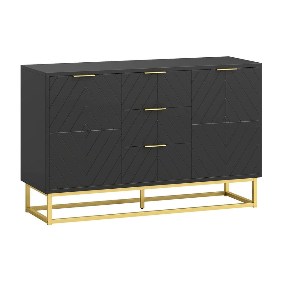 HOMCOM Sideboard with 3 Drawers and Adjustable Shelves for Living Room - Black